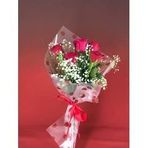 Tek Gerçeğim - 5 Kırmızı Gül Buketi - Özel Aranjman Hediyelik Kesme Canlı Çiçek BALFLOWERDESİGN-3267