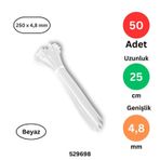 Tek-İş Plastik Kablo Bağı | 250mm x 4.8mm | Beyaz | 50 Adet | Güçlü Cırt Kelepçe | Kablo Düzenleme ve Sabitleme