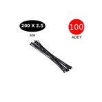 Tek-İş Plastik Kablo Bağı Cırt Kelepçe 200 mm x 2.5 mm Siyah 100 Adet