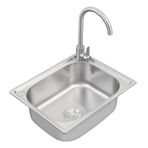 Tek Kase Mutfak Evyesi Paslanmaz Çelik Tezgah Üstü Batık t Paslanmaz Çelik El Lavabo Evyesi Mutfak Bar Küçük Restoran için (İniş Borusu Kiti ile) (304-50 * 40 * 20,5 cm (1,2 mm Kenar))