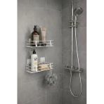 Tek Katlı Duş Rafı – Kancalı Banyo Şampuanlık & Organizer 2 Adet Beyaz Tş-01