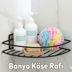 Tek Katlı Duş Şampuanlık Banyo Rafı Metal Şampuan Ve Aksesuar Düzenleyici Vidalı Montaj Siyah Renk
