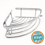 Tek Katlı Krom Şampuanlık 18x18 cm Vida Dahil Banyo Lavabo Köşe Rafı Metal Tekli