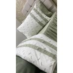 Tek Kişilik 90X190 cm Yatağa Uygun Fırfırlı Etekli Lastikli Çarşaf, Fırfırlı Nevresim, Fırfırlı Yastık Kılıfı ve Pike - Yeşil - Ekru