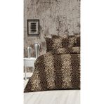 Tek Kişilik Çarşafı Lastikli Nevresim Takımı Leopar Desen - Bej - 160 x 220 cm
