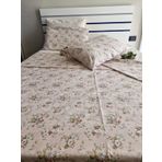 Tek Kişilik Çarşaflı Pembe Çiçek Desen Baskılı160x220 Nevresim Takımı
