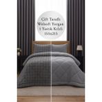 Tek Kişilik Çift Taraflı Ekoseli Welsoft Yorgan + 1 Yastık Kılıfı | Çantalı Welsoft Uyku Seti - 155 x 215 cm - Gri