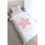 Tek Kişilik Nevresim Takımı (160x220) - Pure Baby Serisi - Pofuduk Pembe Yıldız