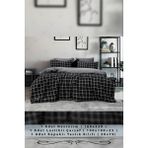 Tek Kişilik Nevresim Takımı, Lastikli Çarşaflı Nevresim Set, Lüks Nevresim Set, Pamuklu Nevresim Set - 160 x 220 cm - Siyah
