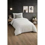 Tek Kişilik Nevresim Takımı Yorgan Kılıfı %70 Pamuk Geometrik Desen+ Lastikli Çarşaf+ Yastık Kılıfı