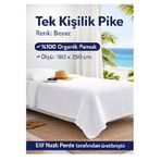 Tek Kişilik Pike -%100 Organik Pamuk-Dört Mevsim Kullanım için - Beyaz