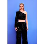 Tek Kollu Crop Bluz - SİYAH