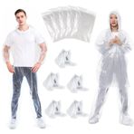Tek kullanımlık şeffaf yağmur pançosu, pantolon, ayakkabı kılıfları, hafif, su geçirmez, yağmur koruması, yağmurluk, 10 set beyaz, Tek Beden