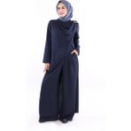 Tek Omuz Gold Toka Detaylı Tunik Pantolon Takım 8698 Lacivert - 40