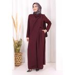 Tek Omuz Gold Toka Detaylı Tunik Pantolon Takım 8698 Mürdüm