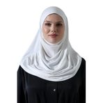 Tek Parça Pratik Namaz Başörtüsü, Hazır Geçmeli Tesettür Şal - Beyaz