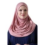 Tek Parça Pratik Namaz Başörtüsü, Hazır Geçmeli Tesettür Şal - Pembe