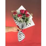 Tek Tanem - 5 Kırmızı Gül Buketi - Özel Aranjman Hediyelik Kesme Canlı Çiçek BALFLOWERDESİGN-2738
