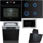 Teka Ankastre Set, Hak 625 Bk Siyah Fırın, Gbe 64002 Siyah Cam Ocak, Atv 60 Siyah Davlumbaz, Ms 620 Bıs Ankastre Mikrodalga Fırın, Dsı 46750 Ss Yarı Ankastre Bulaşık Makinesi