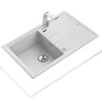 Teka Stone 50 B-TG 1C 1E ankastre lavabo, dikdörtgen, beyaz, 1 lavabo, 380 x 414 mm