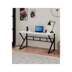 TEKATEL Oyuncu Masası Bilgisayar Masası Metal ayaklı Çalışma Masası Ofis masası Beyaz - Siyah 140X60