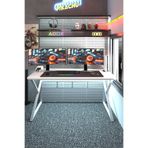 TEKATEL Oyuncu Masası Gaming Masa Bilgisayar Masası Metal ayaklı Çalışma, Ofis masası Beyaz-Beyaz 140X60