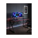 TEKATEL Oyuncu Masası Gaming Masa Bilgisayar Masası Metal ayaklı Çalışma, Ofis masası Siyah-Siyah 120X60