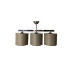TEKAY AYDINLATMA 3 Lü metal krom iskelet hasır başlıklı avize kahve 18 x 35