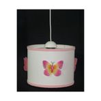 TEKAY AYDINLATMA Pembe Kelebekli Beyaz Pvc Kız Çocuk Odası Avize Genişlik 25 Cm 6998 26 x 36