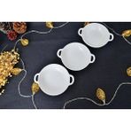 Tekbir 3 Lü Küçük Boy Porselen Meze Tabağı Beyaz 12 cm Çap Desenli Set