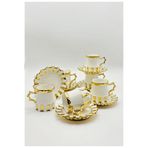 Tekbir Gold Detaylı Vintage Porselen Kahve Fincan 12 Parça & 6 Kişilik