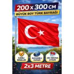Tekbir Kırtasiye 200 x 300 cm Büyük Boy Türk Bayrağı – Dış Mekâna Uygun, Dayanıklı ve Canlı Renkli - Kırmızı - 200*300 - bayrak