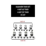 Teker 8 Li Set Duşakabin Tekerleği Alt Üst Cam Kabin Rulman Makara 24 Mm Krom Beyaz - Şeffaf