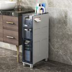 Tekerlekler Üzerinde İnce 5 Çekmeceli Banyo Depolama Kulesi - Küçük Banyolar için Yerden Tasarruflu Tuvalet Kağıdı Tutacağı Dolabı Dar Alanlar için Kompakt Nization Çözümü
