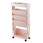Tekerlekler üzerinde yaratıcı döner kitaplık hareketli ayaklı kitap rafı, çıkarılabilir 37,5 x 15 x 78 cm, ev, ofis için ideal, modern saklama çözümü kitap ve dekor için