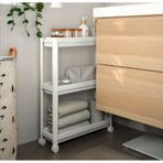 Tekerlekli Dikdörtgen 3 Katlı Raf Ünitesi Banyo Mutfak Düzenleme (495036077) Beyaz