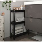 Tekerlekli Dikdörtgen 3 Katlı Raf Ünitesi Banyo Mutfak Düzenleme (495036410) Siyah