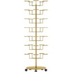 Tekerlekli Döner Şapka Teşhir Standı 7 Katmanlı Metal Raf Kapaklar için Ayarlanabilir Kanca Alışveriş Merkezi Showroom ve Mağaza Vitrini 61x22 inç
