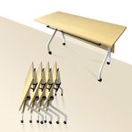 Tekerlekli Katlanır Konferans Masası Dikdörtgen Yönetim Kurulu Masası Modern Açılır Üst Toplantı Odası Masası Çok Yönlü Ofis Çalışma Masası Metal Çerçeveli İşbirlikçi Çalışma Alanları için