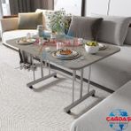 Tekerlekli Masa Orta Sehpa 70 x 110 Yükseklik 58 cm Metal Ayak Yemek Masası Balkon Masası