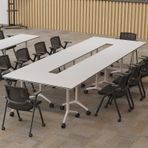 Tekerlekli Mobil Katlanır Konferans Masası 4'lü Paket Seminer Masası Modern Toplantı Odası Mobilyaları 55 "x19.5"x29.5" Hafif Taşınabilir Yönetim Kurulu Masası