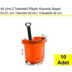 Tekerlekli Plastik Market Alışveriş El Sepeti 40 Litre Turuncu 10'lu Koli