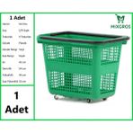 Tekerlekli Plastik Market Alışveriş El Sepeti 54 Litre Yeşil 1 Adet