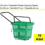Tekerlekli Plastik Market Alışveriş El Sepeti 54 Litre Yeşil 10'lu Koli
