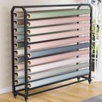 Tekerlekli Taşınabilir Araba Cam Filmi Rulosu Depolama Rafı, Ayarlanabilir Askı Çubuğuna Sahip Otomobil Filmi Standı, Vinil Rulolar/Deri Rulolar/Cam Fi,20 Rods-H210cm-W130cm