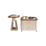 Tekerlekli ve 2 Çekmeceli Modern Yerleştirme Masaları Çiftlik Evi Vurgu Masası Küçük Oturma Odası veya Daire için 2'li Set Şık ve İşlevsel Sehpalar