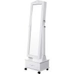 Tekerlekli ve LED Aydınlatmalı Kilitlenebilir Mücevher Dolabı, Beyaz, JBC61W - Renkli