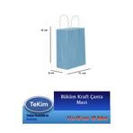 tekim temizlik ve ambalaj Büküm Saplı Mini Kraft Çanta Hediyelik Poşet 12li Paket 15x11x6 cm Mavi