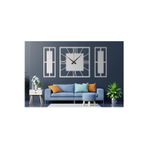 Tekin Store Gümüş Aynalı Kare 3 Lü Tablo Duvar Saati 50X50 Saatli