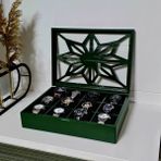 Tekir Store Ahşap 12 Bölmeli Saat Kutusu Dekoratif Yeşil Saat Aksesuar Saklama Kutusu Organizer